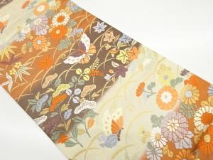 唐織蝶に秋草・芝模様織出し袋帯